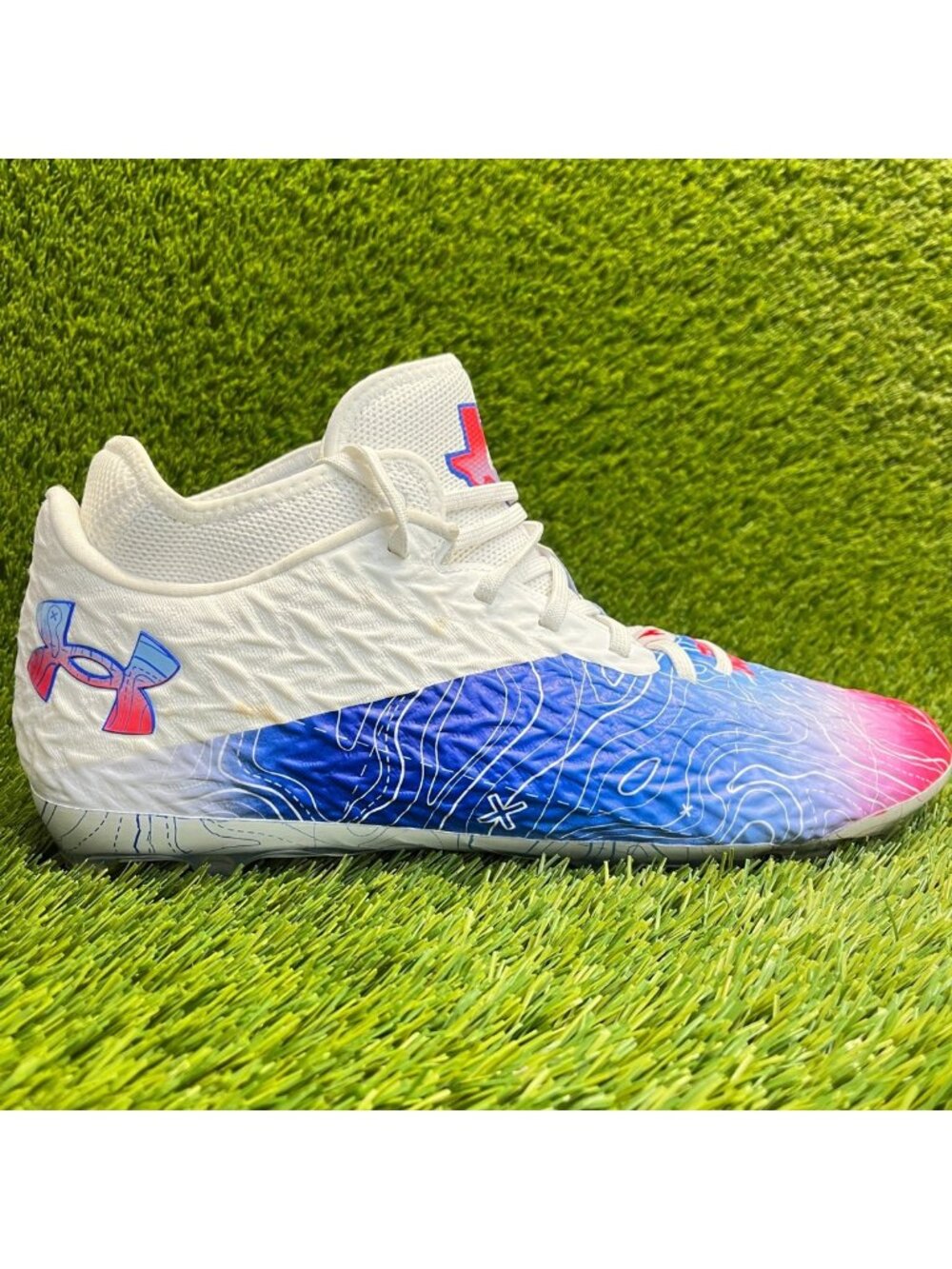 Under Armour Spotlight Clone 4 MC TX Mens Size 14 Blue White Football Cleats